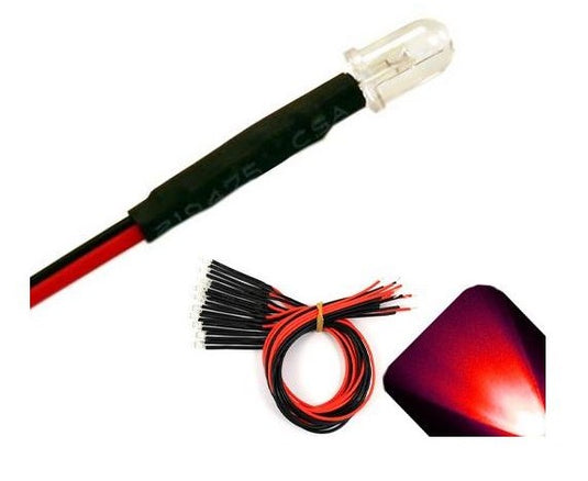 5MM Red Led Pre Wired Lights with Resistors 10PCS Pack