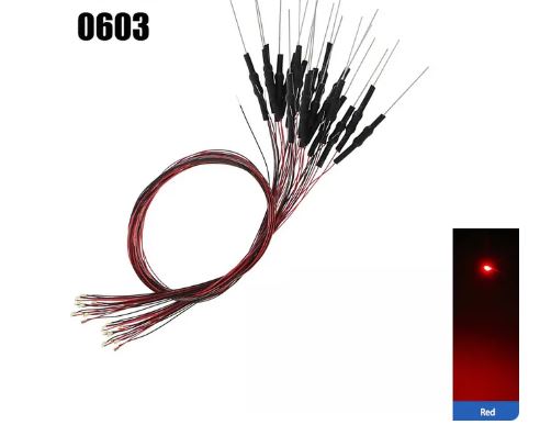 Load image into Gallery viewer, 10PCS Pack 603 RED SMD litz LED With Leads And Resistors.