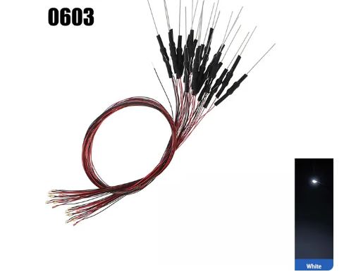 Load image into Gallery viewer, 10PCS Pack 603 White SMD litz Led With Leads And Resistors.