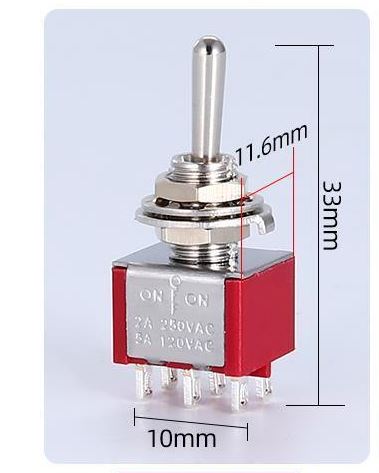 Load image into Gallery viewer, DPDT Mini Toggle Switch ON-OFF-ON