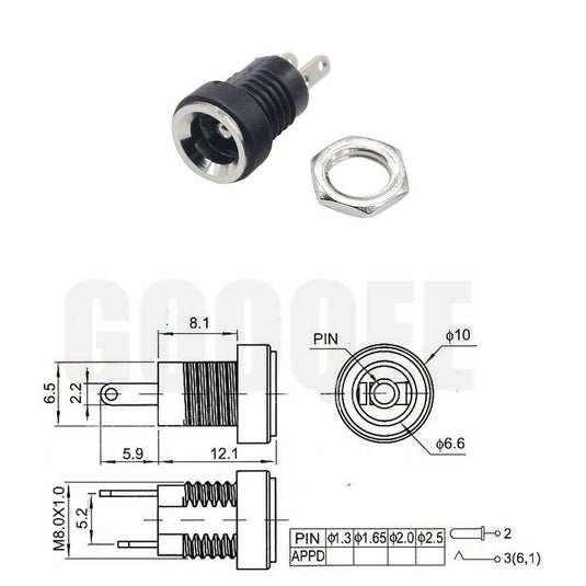 5 PCS DC Power Supply Female Jack Socket Panel Mount 2.1mm x 5.5mm USA sell/ship