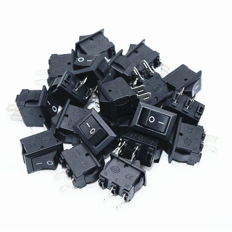 Cargue la imagen en el visor de la galería, 5Pcs Rocker Switch 2PIN ON-OFF SPST10A 250VAC/3A 10x15mmBLACK KCD1 USA sold/ship
