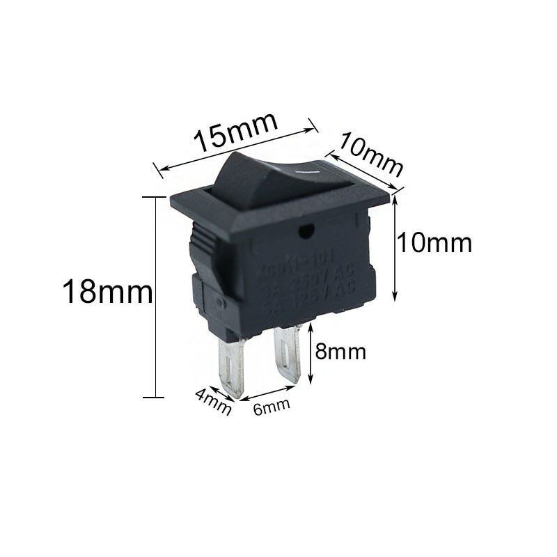 Cargue la imagen en el visor de la galería, 5Pcs Rocker Switch 2PIN ON-OFF SPST10A 250VAC/3A 10x15mmBLACK KCD1 USA sold/ship
