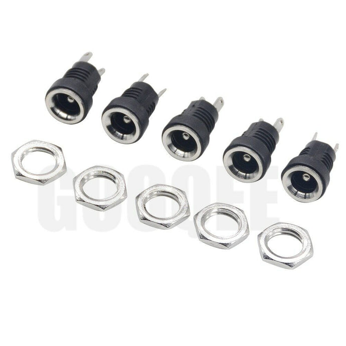 5 PCS DC Power Supply Female Jack Socket Panel Mount 2.1mm x 5.5mm USA sell/ship