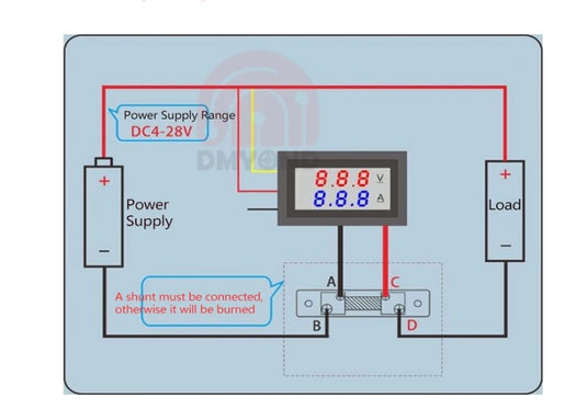 DC 0-100V 50A Digital LED voltímetro amperímetro voltímetro con derivación de medidor 12v 24v