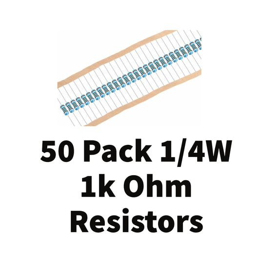 50 Pack 1/4W 1K ohm Resistors